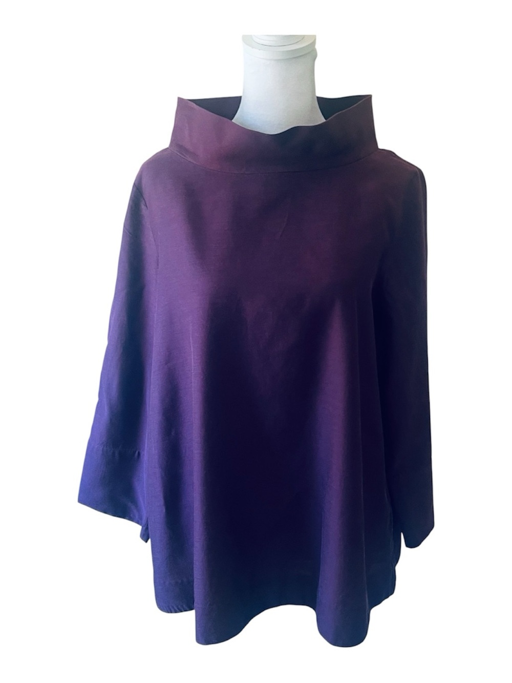 👚 COS
Plum Purple Cupro Cotton Boxy High Neck Funnel Blouse Tunic
Top S